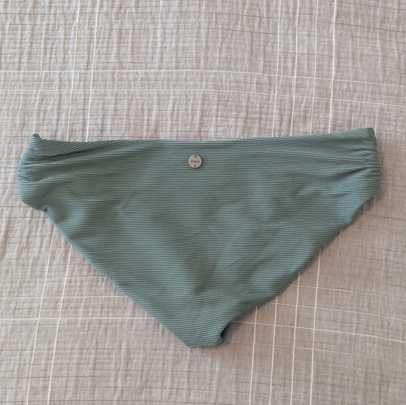 Prana Marta Ribbed Army Green Fold Over Swim Bathing Suit Bottom, Sz L - Picture 3 of 4